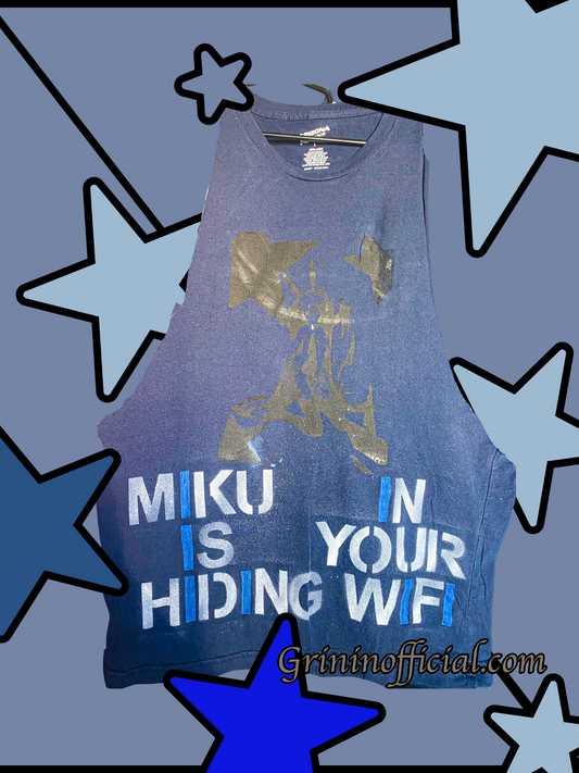 🌀⋆˚࿔ 1-1 Dark Blue Star Miku Muscle Shirt 𝜗𝜚˚⋆🌀