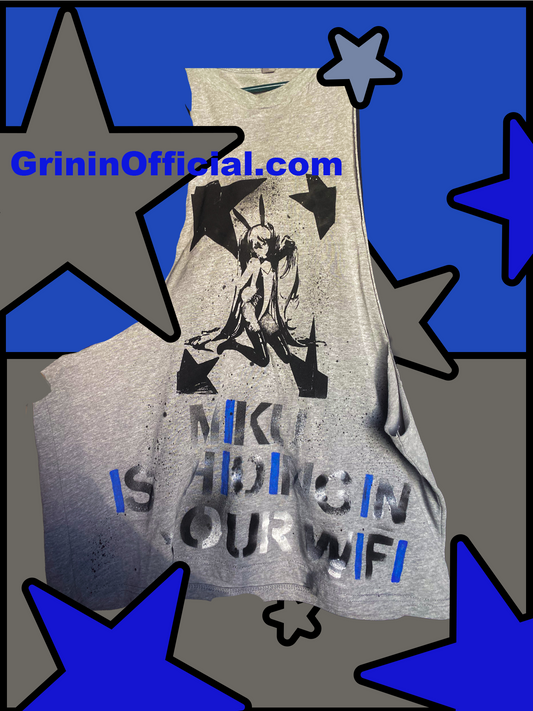 ‧₊˚🖇️✩ ₊˚🎧⊹♡ 1-1 Grey Star Miku Muscle Shirt ‧₊˚🖇️✩ ₊˚🎧⊹♡