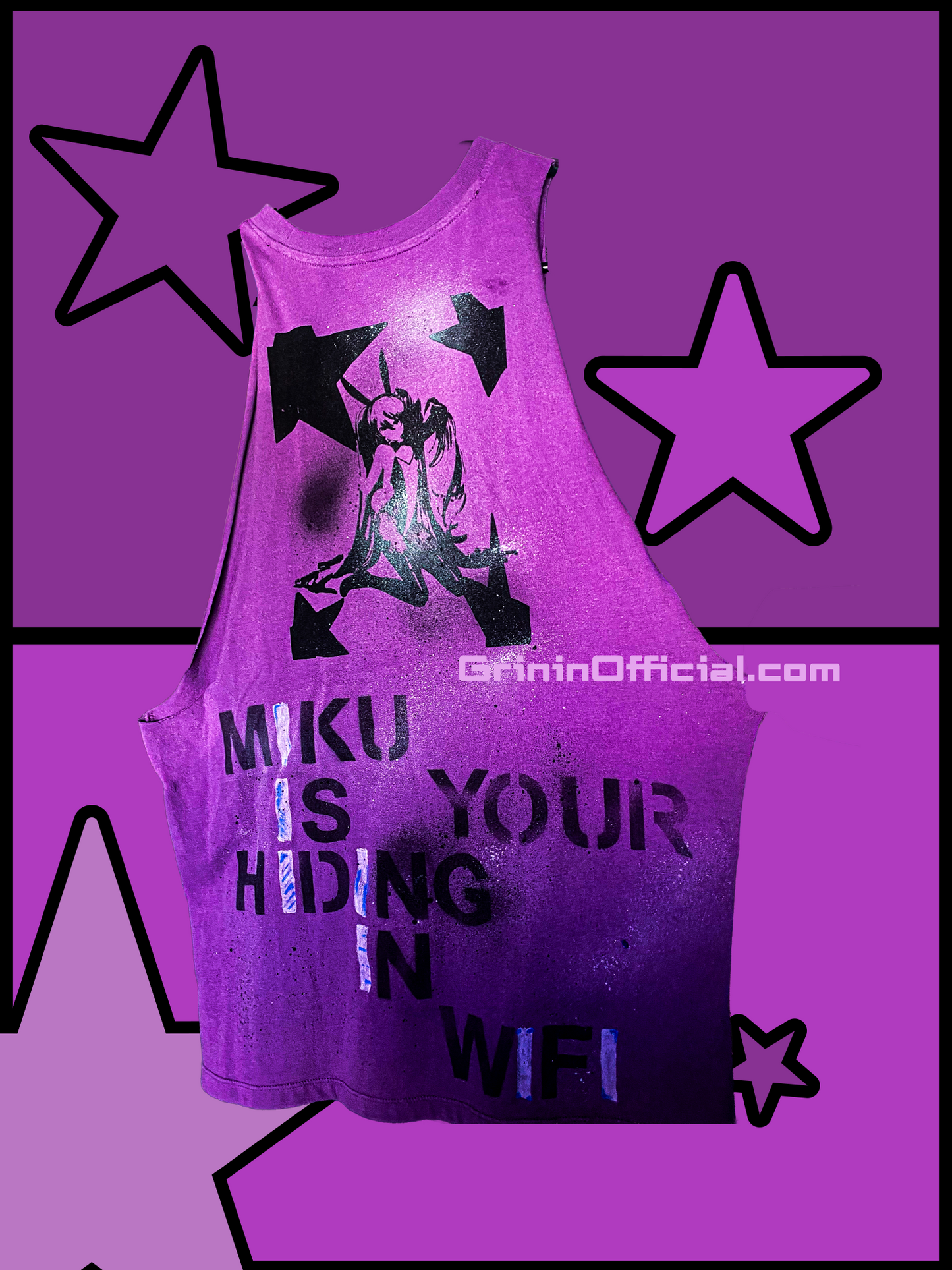 🍇👾🔮💜☔️ 1-1  Purple Star Miku Muscle Shirt 🍇👾🔮💜☔️