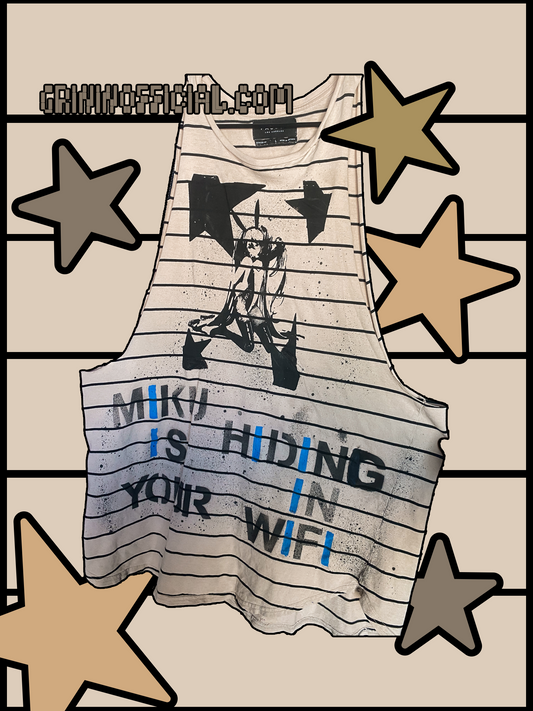 1-1  Star Miku Stripped Muscle Shirt(¬`‸´¬)