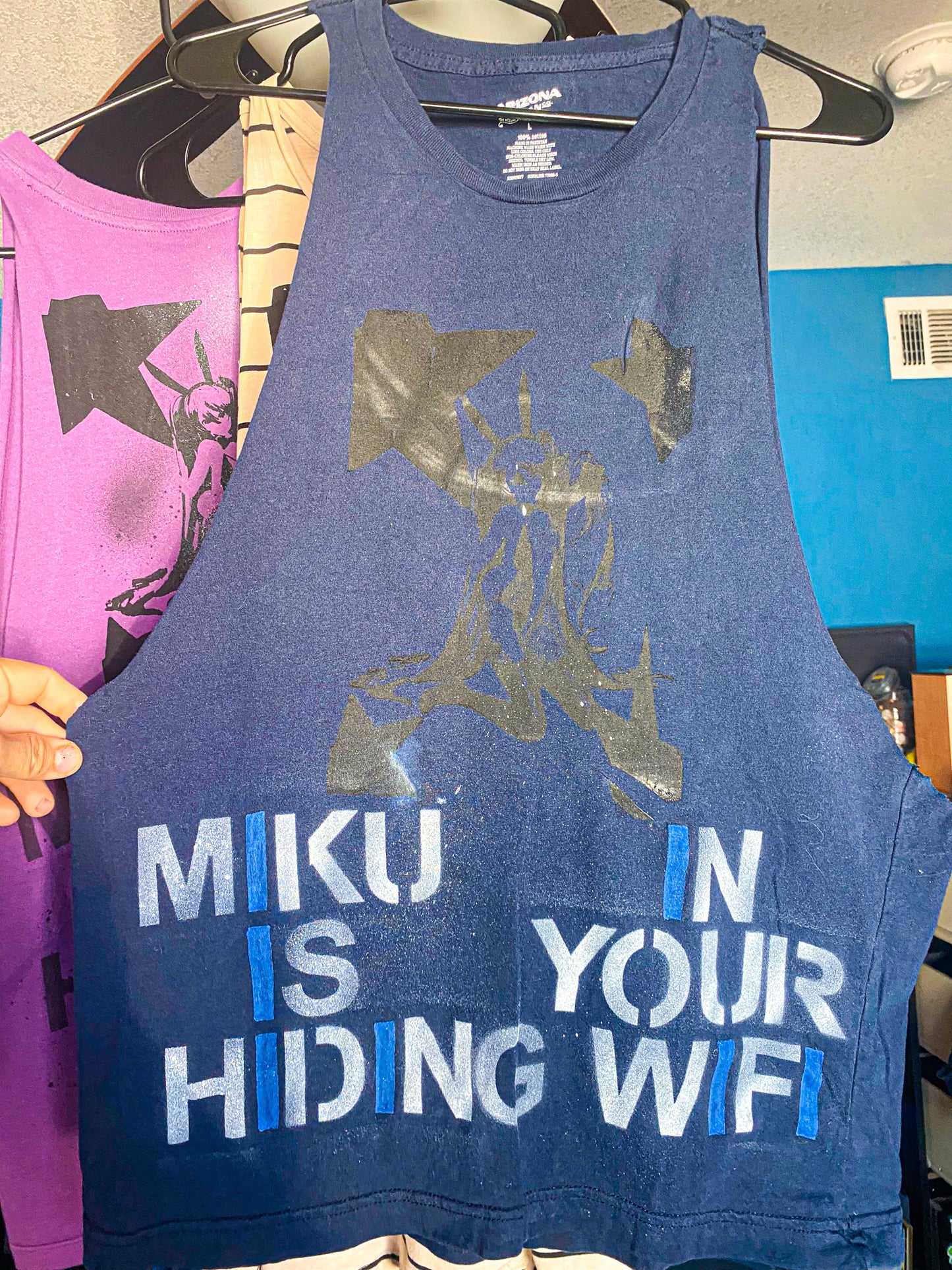 🌀⋆˚࿔ 1-1 Dark Blue Star Miku Muscle Shirt 𝜗𝜚˚⋆🌀